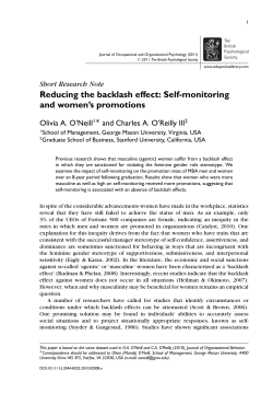 Reducing the backlash effect: Selfmonitoring and women`s promotions