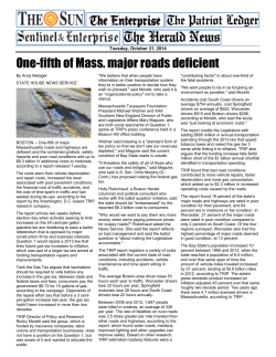One-fifth of Mass. major roads deficient