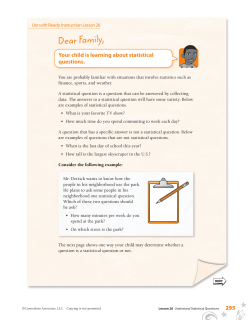 Lesson 26 - Understanding Statistical Questions for Parent