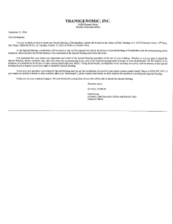 Oct 11 2016 Special Meeting Proxy Statement