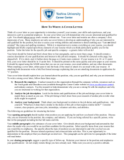 Cover Letters - Yeshiva University