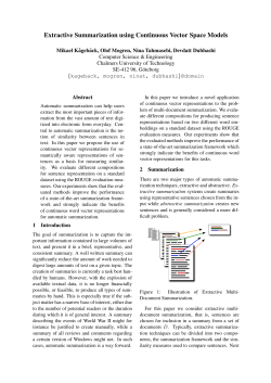 Extractive Summarization using Continuous Vector Space Models