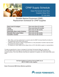 CPAP Supply Schedule