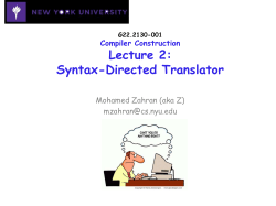 Lecture 2: Syntax-Directed Translator