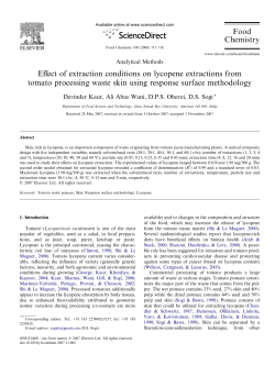 Effect of extraction conditions on lycopene extractions from tomato