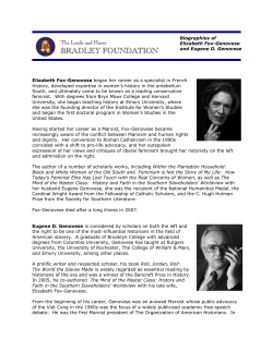 Biographies of Elizabeth Fox-Genovese and Eugene D. Genovese