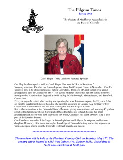 The Pilgrim Times - The Colorado Mayflower Society