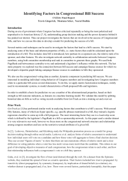 Identifying Factors in Congressional Bill Success
