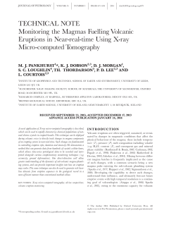 TECHNICAL NOTE Monitoring the Magmas Fuelling Volcanic