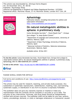 On natural metalinguistic abilities in aphasia: A preliminary study