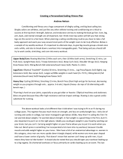 Creating a Personalized Sailing Fitness Plan Andrew Nelson