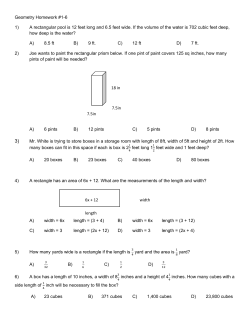 Geometry Homework #1-6 1) A rectangular pool is 12 feet long and