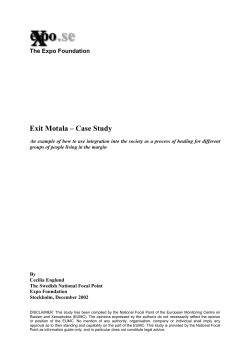 Exit Motala &ndash; Case Study