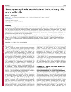 Sensory reception is an attribute of both primary cilia and motile cilia