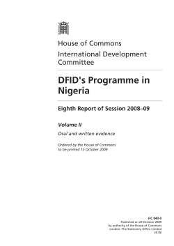 DFID`s Programme in Nigeria - Publications.parliament.uk