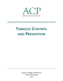 Tobacco Control and Prevention - American College of Physicians