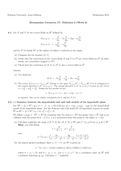 Riemannian Geometry IV, Solutions 6 (Week 6)