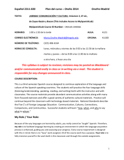 Espa&ntilde;ol 2311-020 Plan del curso &ndash; Oto&ntilde;o 2014 Onofre