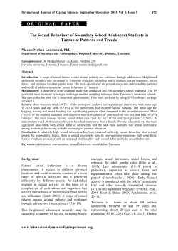 The Sexual Behaviour of Secondary School Adolescent Students in