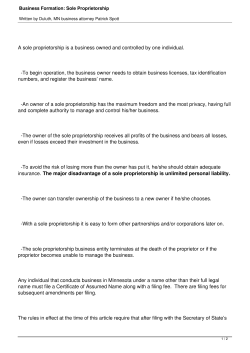 Business Formation: Sole Proprietorship