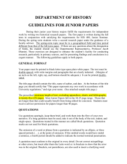 Junior Paper Guidelines - Department of History