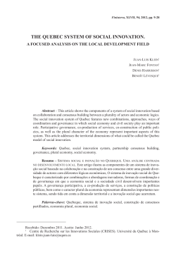 THE QUEBEC SYSTEM oF SoCiaL iNNoVaTioN.