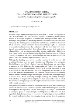 istanbul`s hagia sophia: challenges of managing sacred places