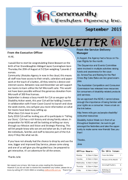 NEWSLETTER - Community Lifestyles Agency Inc