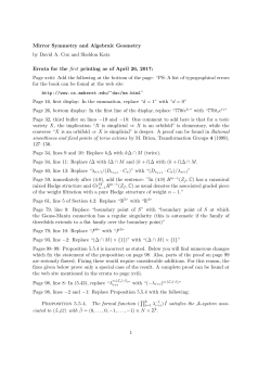 Mirror Symmetry and Algebraic Geometry by David A. Cox and