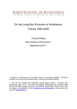 On the Long-Run Evolution of Inheritance: - Thomas Piketty
