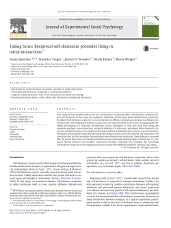 Reciprocal self-disclosure promotes liking in