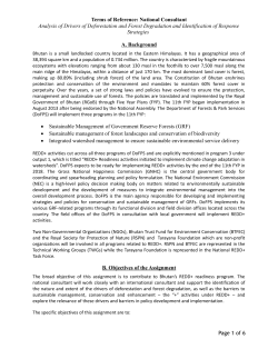 ToR for National consultant - Ministry Of Agriculture And Forests
