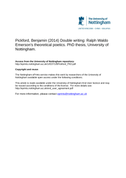 Pickford, Benjamin (2014) Double writing: Ralph Waldo Emerson`s
