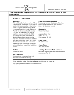Legislation on Cloning &ndash; Activity Three