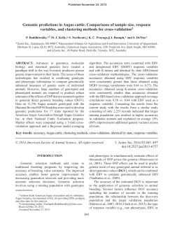 Genomic predictions in Angus cattle: Comparisons of sample size