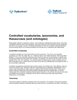 Controlled vocabularies, taxonomies, and thesauruses (and