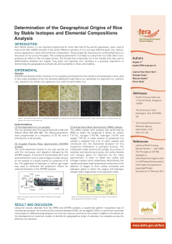 Determination of the Geographic Origins of Rice by Stable Isotopes