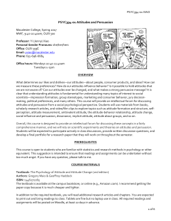 PSYC394-01 Attitudes and Persuasion