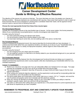 Career Development Center Guide to Writing an Effective Resume: