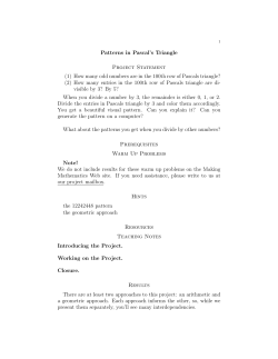 Patterns in Pascal`s Triangle Project Statement (1) How many odd