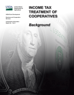 INCOME TAX TREATMENT OF COOPERATIVES Background