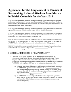 Agreement for the Employment in Canada of Seasonal