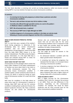 NON-INVASIVE PRENATAL TESTING - Centre for Genetics Education