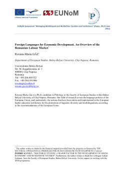 Foreign Languages for Economic Development. An Overview of the