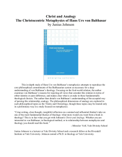 Christ and Analogy The Christocentric