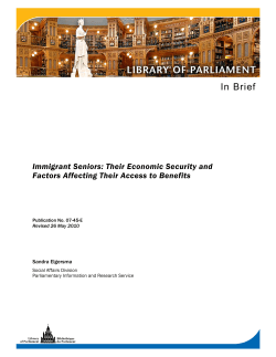 Immigrant Seniors: Their Economic Security and Factors Affecting