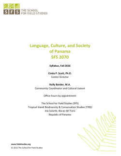 Language, Culture, and Society of Panama SFS 2070