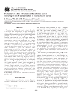 Evaluation of a Brix refractometer to estimate serum