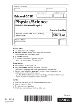 Physics Foundation Question Paper November 2012