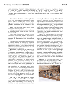 Astrobiology Student Intern Program at Lassen Volcanic National Park